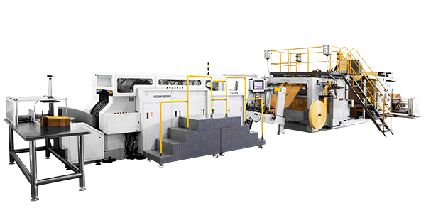 Máquina automática para fabricar  bolsas de papel con asa plana interna , alimentada por rollo