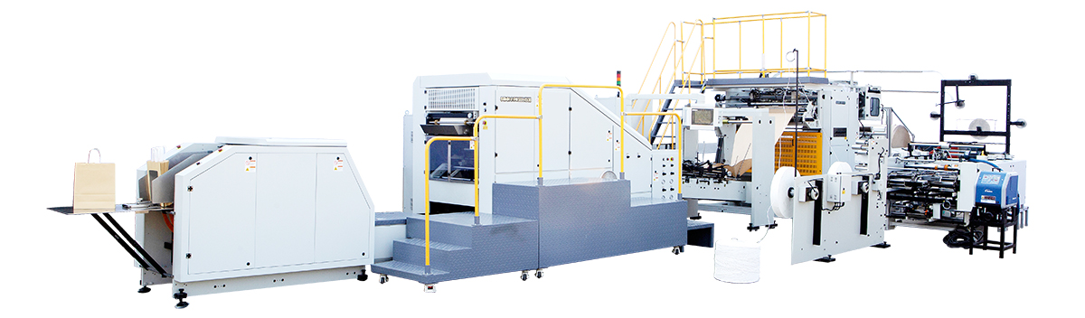 Máquina para fabricar bolsas de papel con manija enrollada automática, tipo rollo continuo
