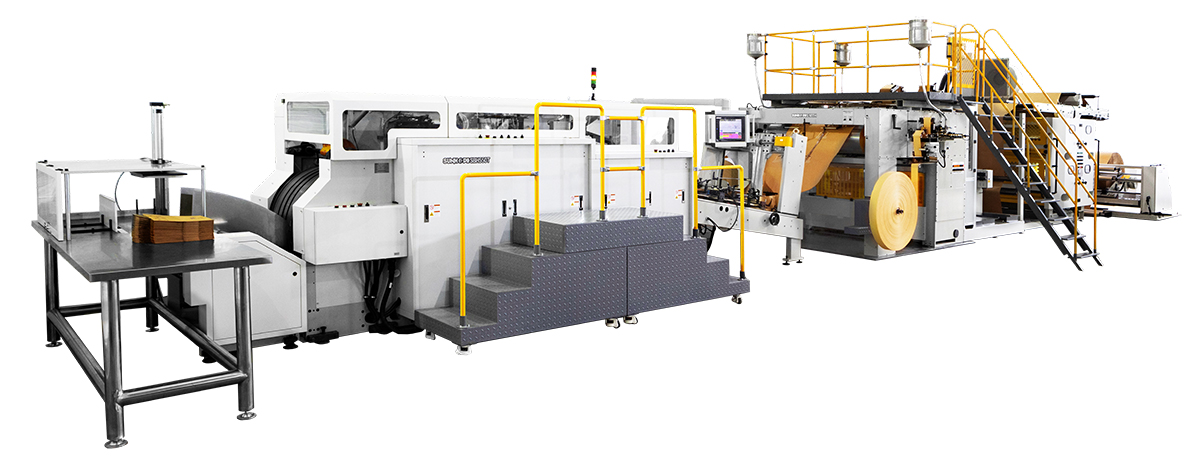 Máquina automática para fabricar bolsas de papel con asa retorcida, alimentada por rollo