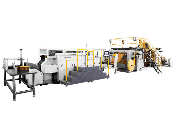 Máquina automática para fabricar  bolsas de papel con asa plana interna , alimentada por rollo