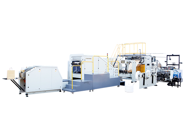 Máquina para fabricar bolsas de papel con manija enrollada automática, tipo rollo continuo